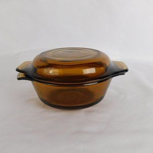 Anchor Hocking Fire King #472 Amber 12 OZ Small Casserole Dish With Lid